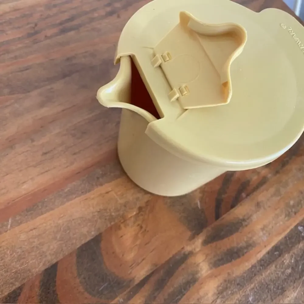 Vintage Tupperware Pieces - Yellow Creamer with Flip Top Lid & Deli Keeper